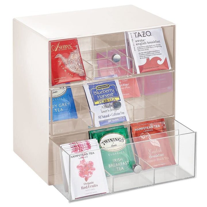 mDesign Aufbewahrungsbox für Teebeutel, Kaffeepads, Zucker usw. – kompakte Teekiste aus Kunststoff m