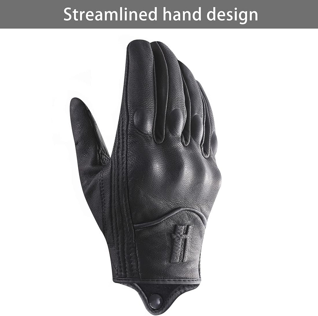 Harssidanzar Herren Vollfinger Ziegenleder Leder Touchscreen Motorradhandschuhe GM028E XL Schwarz(ak