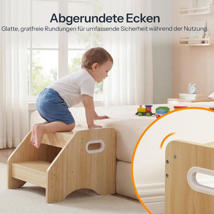 HOOBRO Tritthocker Kinder, 2-stufiger Kinderhocker mit Griffen und Anti-Rutsch-Pads, Kinderschemel f