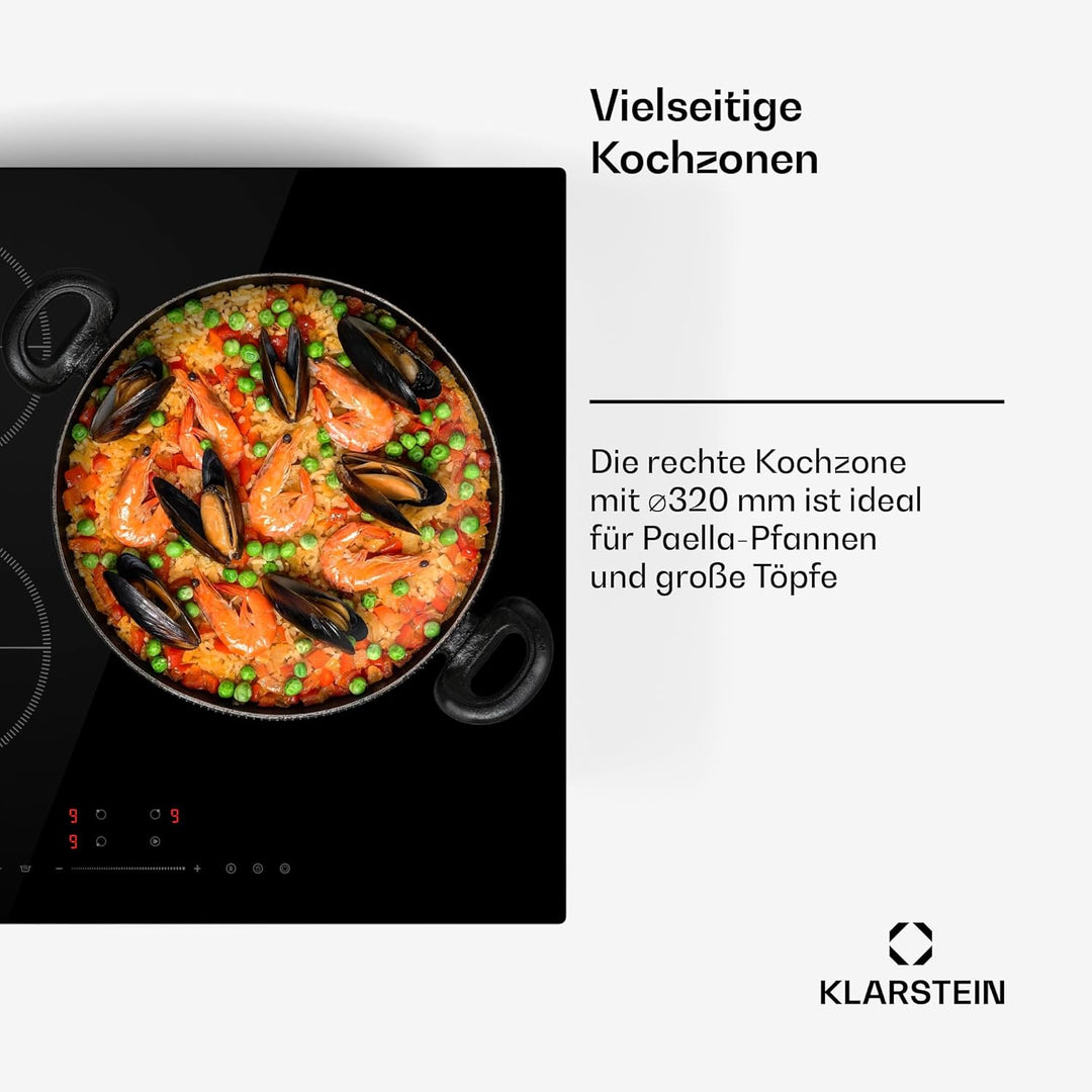 Klarstein Delicatessa Induktionskochfeld - 3-Zonen Induktionsherd, 8,1 kW Boost, Paellazone 32 cm, S