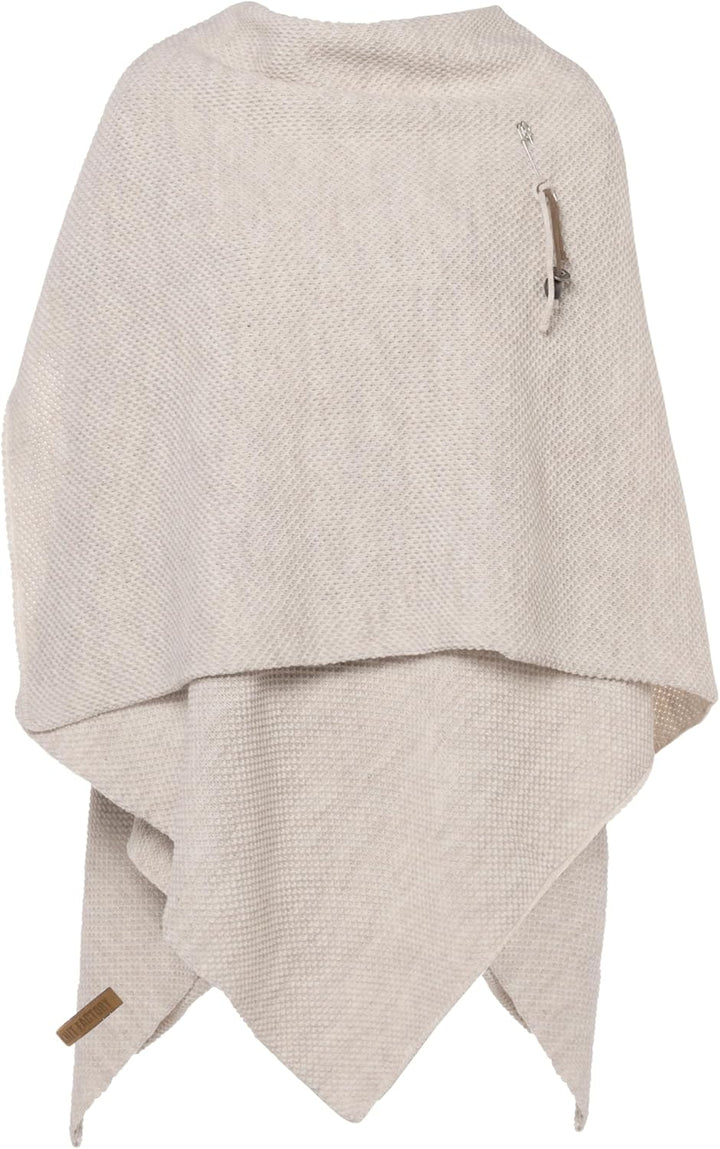 KNIT FACTORY - Jazz Poncho - Elegant Gestrickter Damen Cape - Wickelschal mit Wolle - Hochwertige Qu