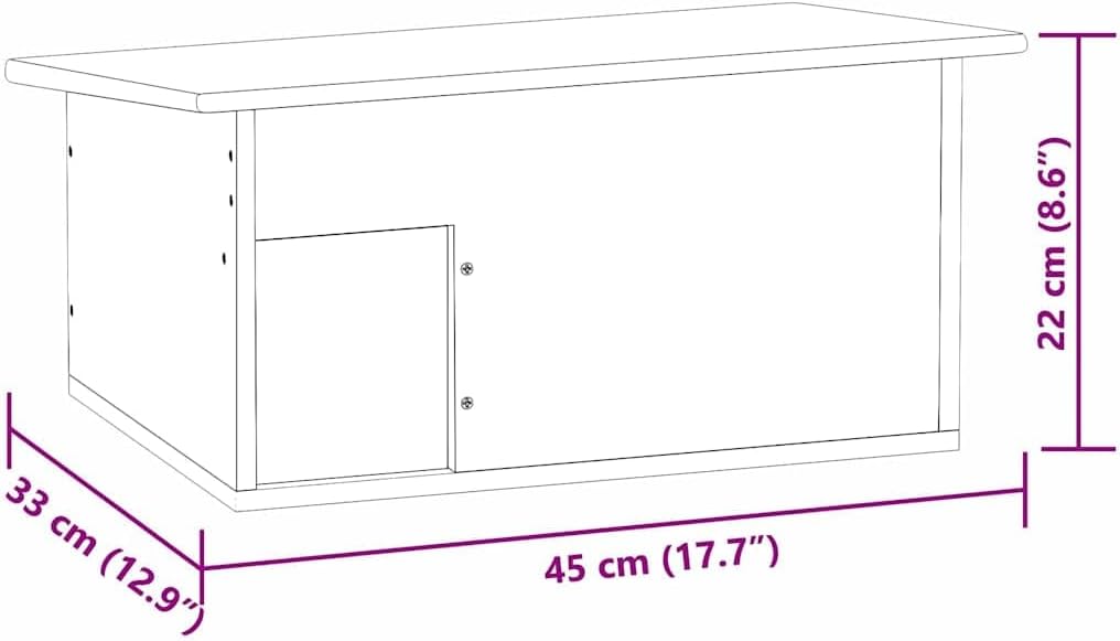 Igelhaus aus massivem Tannenholz 45x33x22 cm mit wasserdichtem Polyesterdach und Labyrinth-Eingang,