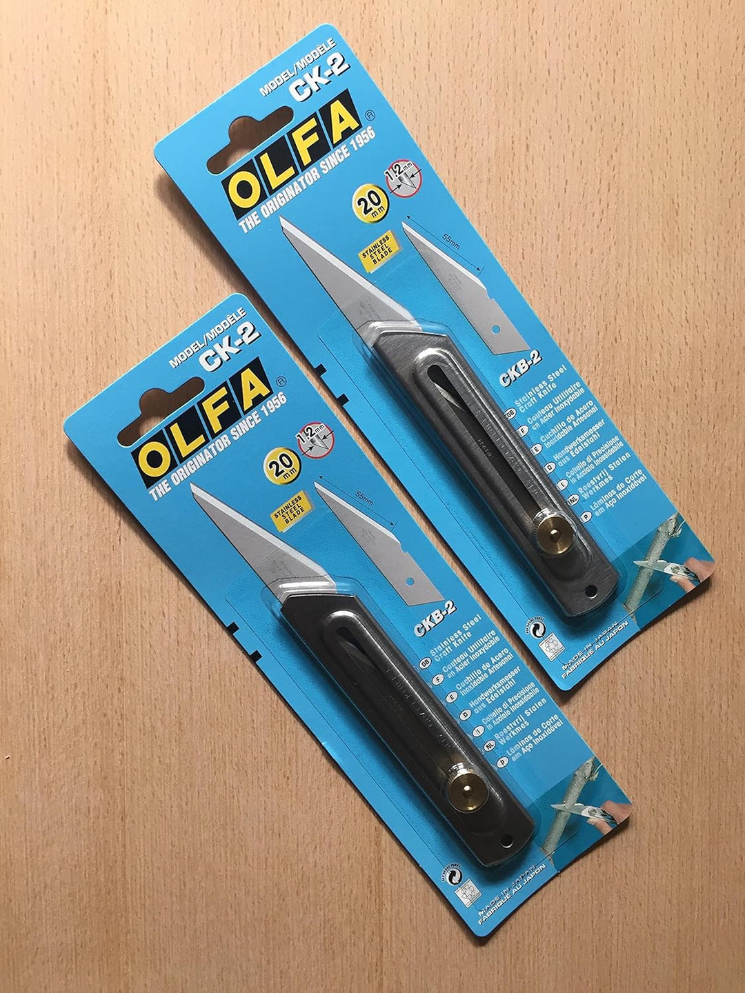 448498-2Stück - OLFA - Cutter-Arbeitsmesser, CK-2, 20mm Schnitzklinge - Edelstahlgriff, preiswerter