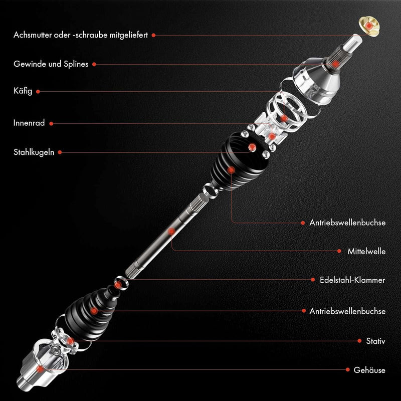 Frankberg 1x Antriebswelle Hinterachse Kompatibel mit S60 II 134 S80 II 124 V60 I 155 157 XC60 156 2