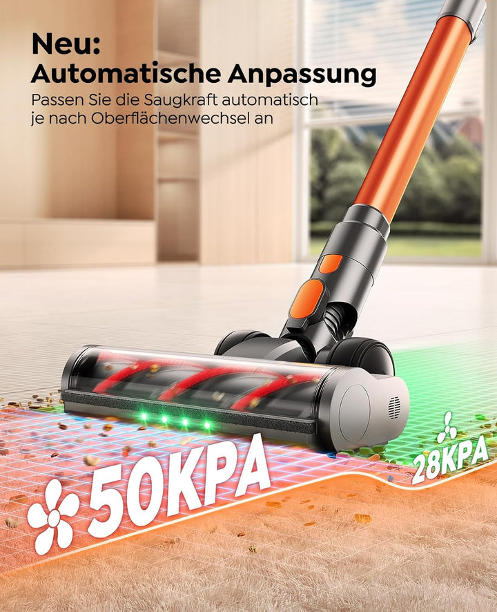Fieety Akku Staubsauger,600W/50kPa/65Min Staubsauger Kabellos mit Wandmontierte Ladestation, Aromath