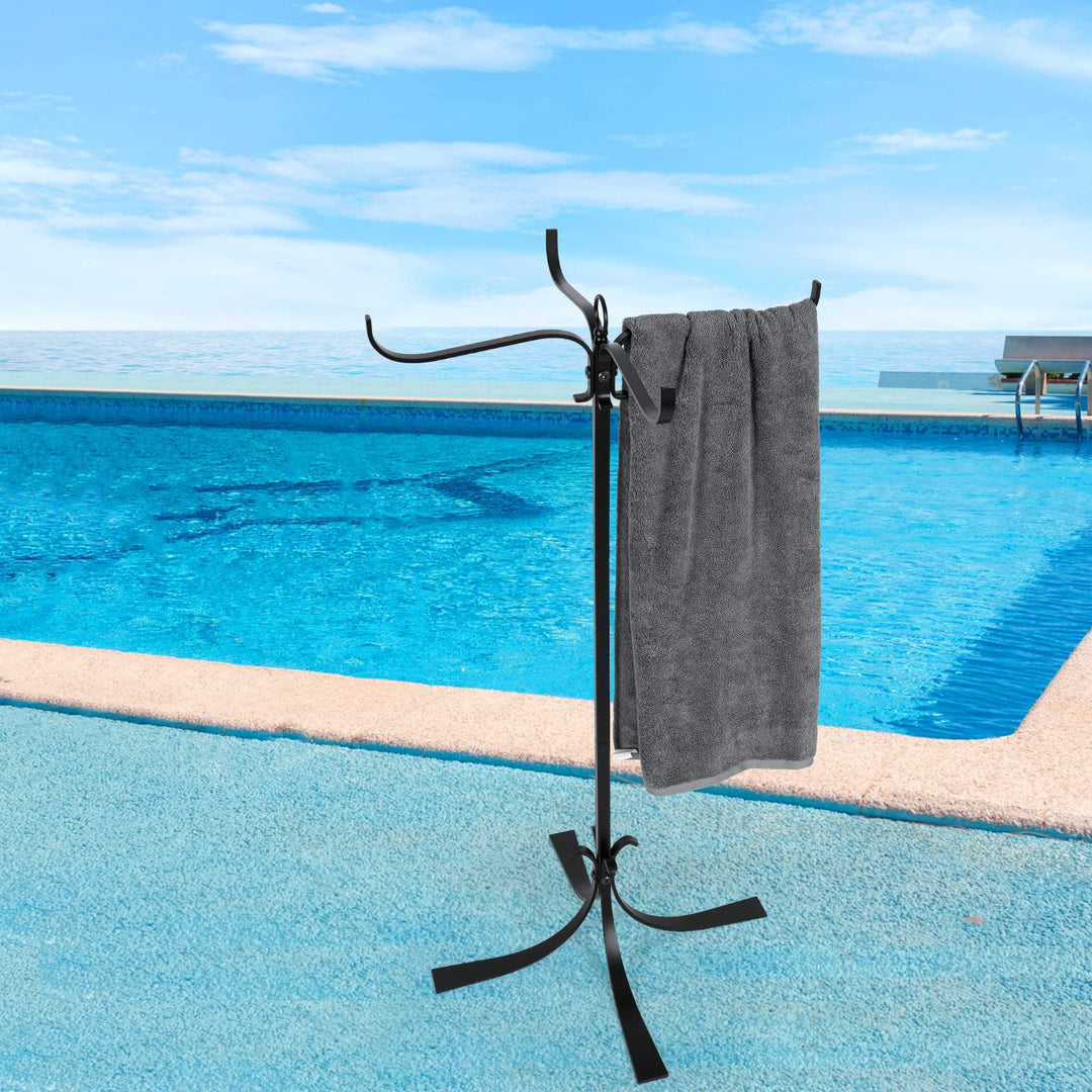 Pool-Handtuchhalter für den Aussenbereich, Metall, robust, nie kippbar, Poolzubehör, 4 Stangen, Whir