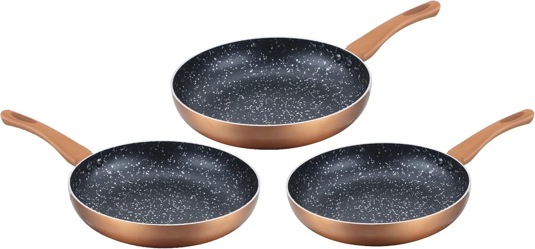 CC-2001 Pfannen-Set, 3-teilig, aus Stein, für alle Herde und Induktion, 20/24/28 cm, Kupfer