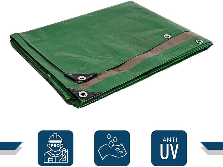 Schutzplane 2x3 m - TECPLAST 250MU - Grün und Braun - Hohe Leistung - wasserdichte Plane - Anti UV-b