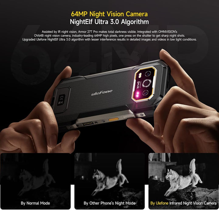 Ulefone Armor 27T Pro Outdoor Handy 5G Smartphone Wärmebildkamera, Dimensity 6300 24GB+256GB, 64MP+5