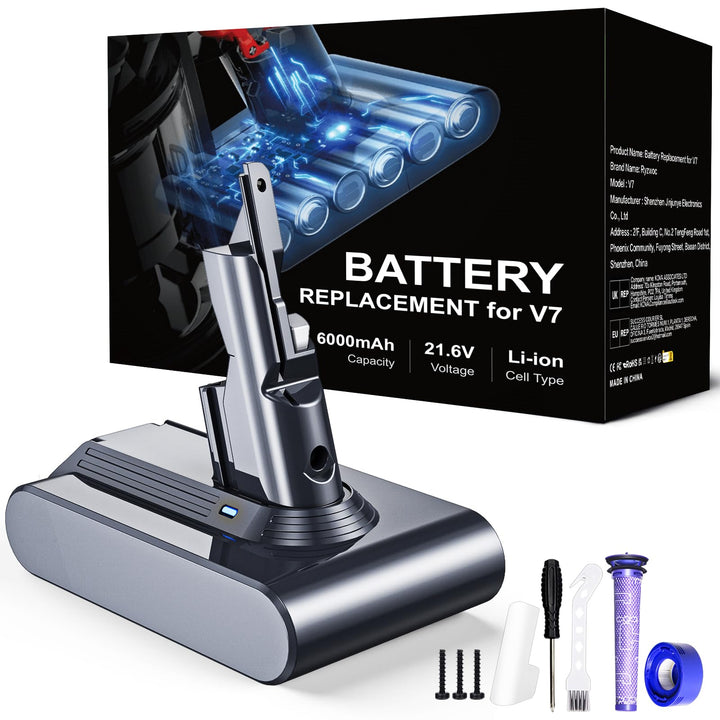 6000mAh V7 Ersatzakku für Dyson V7 Akku Kompatibel mit Dyson V7 Motorhead V7 Animal V7 Trigger V7 To