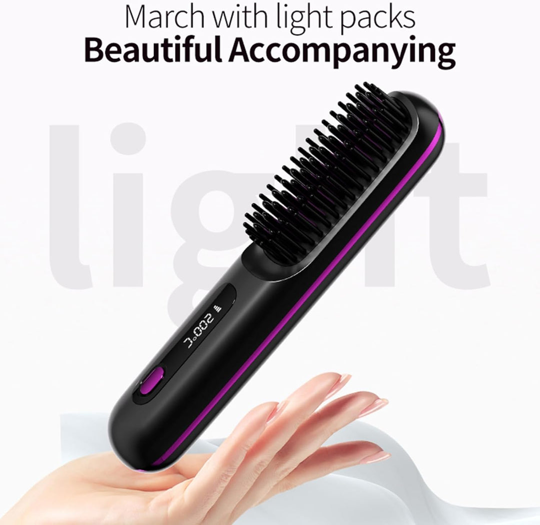 Go Brush Pro,Numoya Tragbare Glättungsbürste für Haarstyling,GoBrush Pro Hair Numoya,Wiederaufladbar