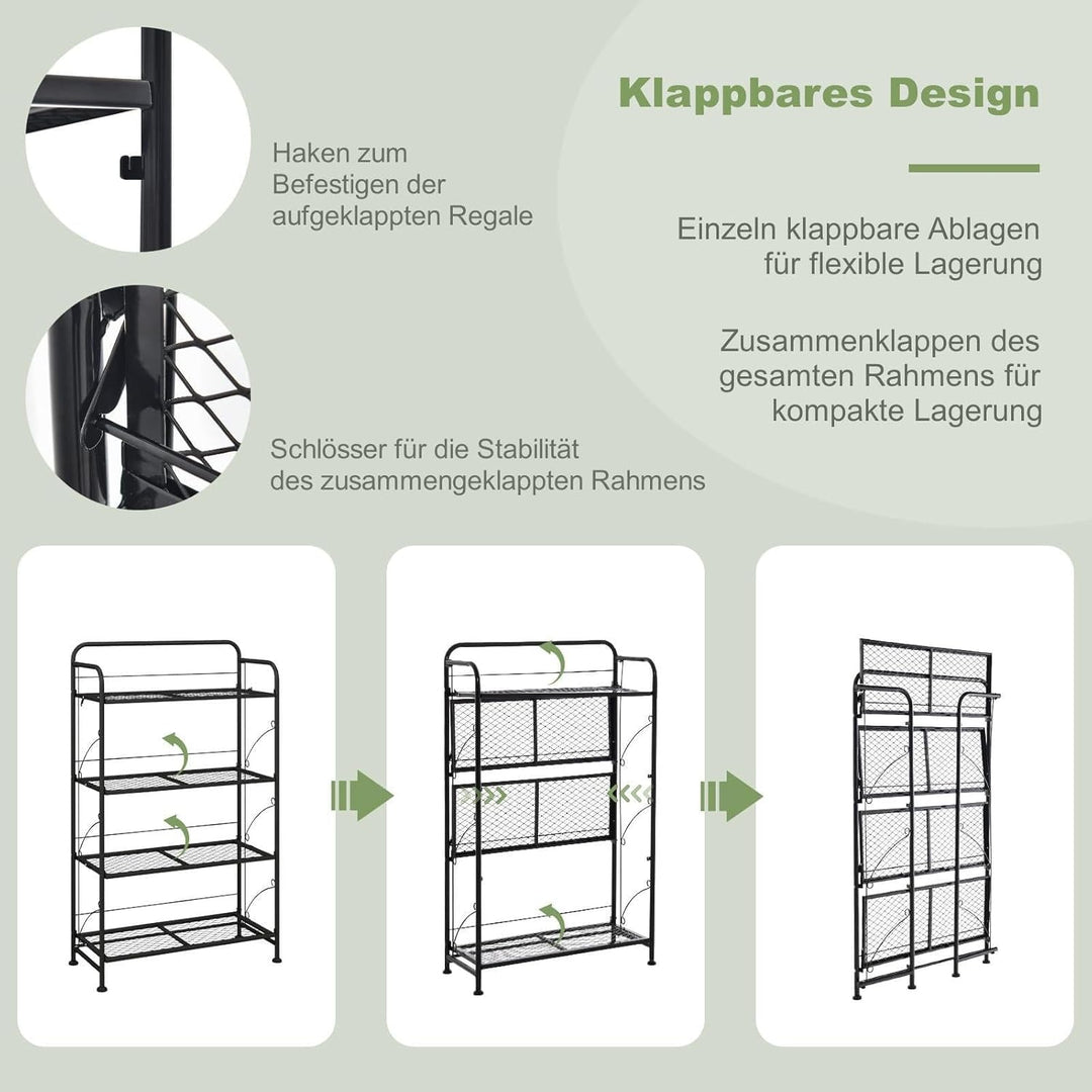 RELAX4LIFE 4-stufiges Pflanzenregal Klappbar, Blumenständer aus Metall, Blumentreppe mit Verstellbar