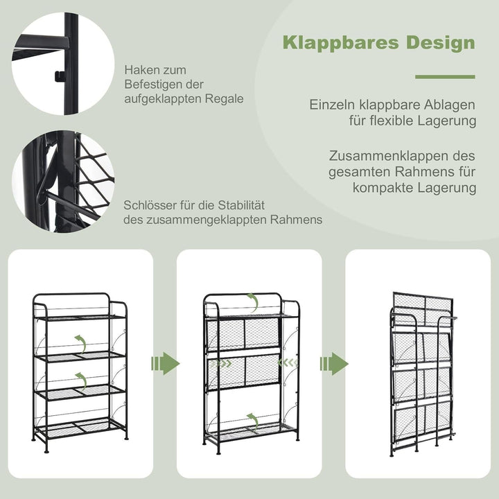 RELAX4LIFE 4-stufiges Pflanzenregal Klappbar, Blumenständer aus Metall, Blumentreppe mit Verstellbar