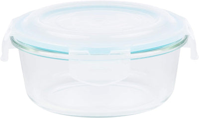 Grizzly Glas Frischhaltedosen, Set 6X 620 ml, luftdicht, rund, Click-Verschluss, vielseitige Vorrats
