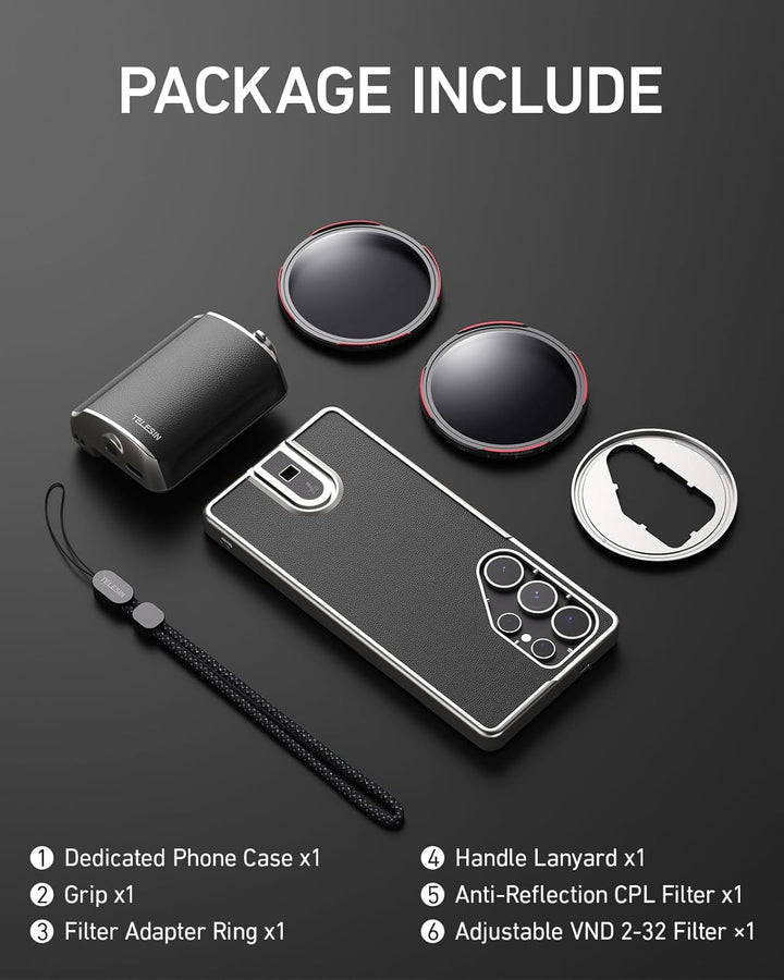 TELESIN Fun Shot Mastergrip Smartphone Kameragriff Fotografie Set (Griff + Smartphone Hülle + 67mm V
