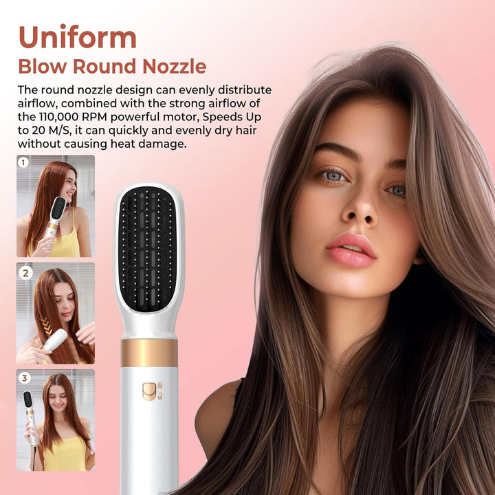 MogaWave Hairstyler Pro Airbrush Haarstyler 6 in 1 Air styler mit Warmluftbürste, Föhnbürste, Rundbü