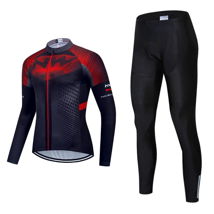Herren Fahrradtrikot Langarm Rennrad Trikot Herren Radtrikot Set + Radlerhose mit 20D Gel Sitzpolste