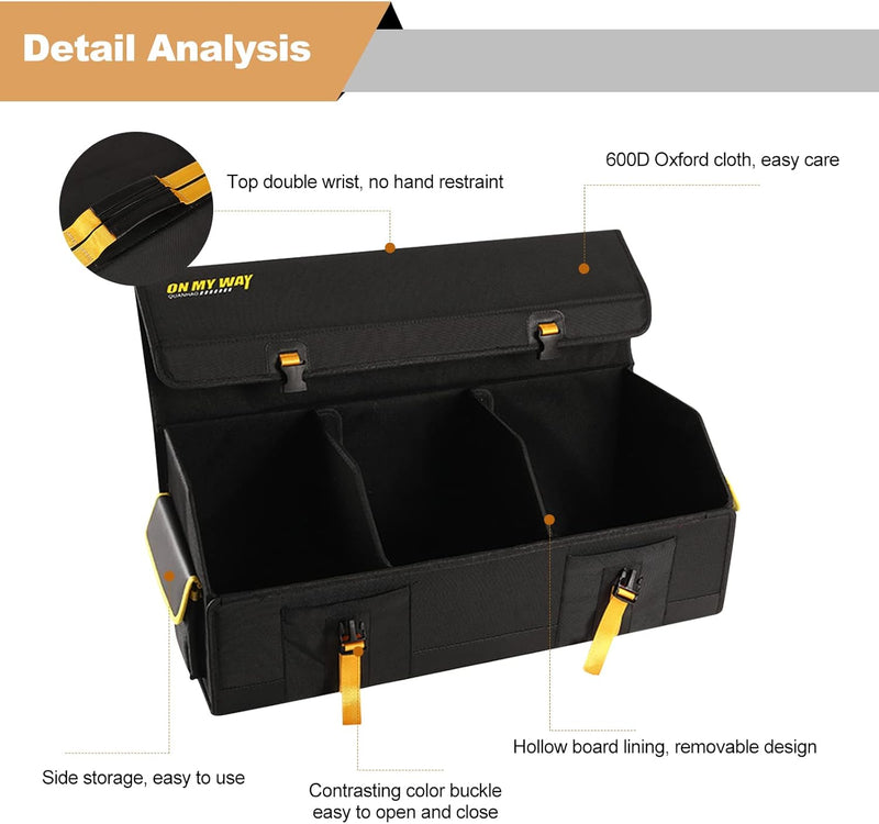 Ergocar Faltbar Kofferraum Organizer, 600D Oxford-Stoff Wasserdicht Rutschfest Kofferraumtasche, Aut