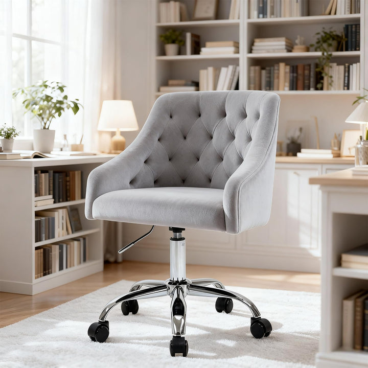 Fiximaster Homeoffice Bürostuhl aus Samt, ergonomischer Schreibtischstuhl höhenverstellbar, Drehstuh