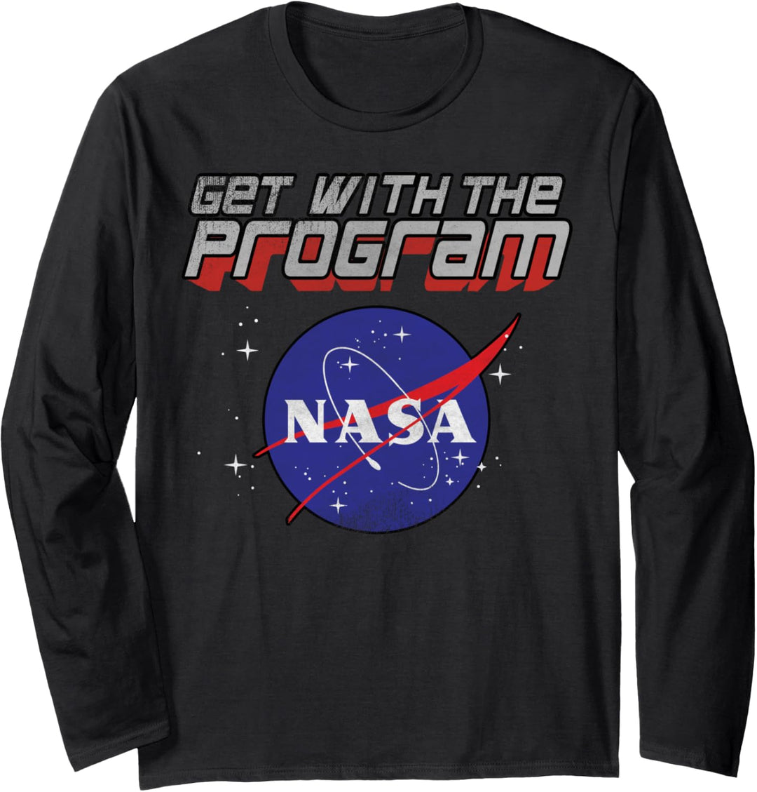 NASA Get With The Program Text Logo Langarmshirt