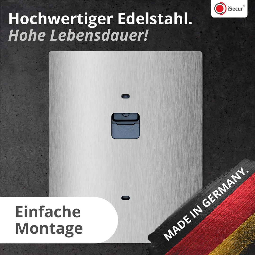 iSecur Blende passend für Eufy Videotürklingel aus Edelstahl I Video-Doorbell I Klingelschild I 140