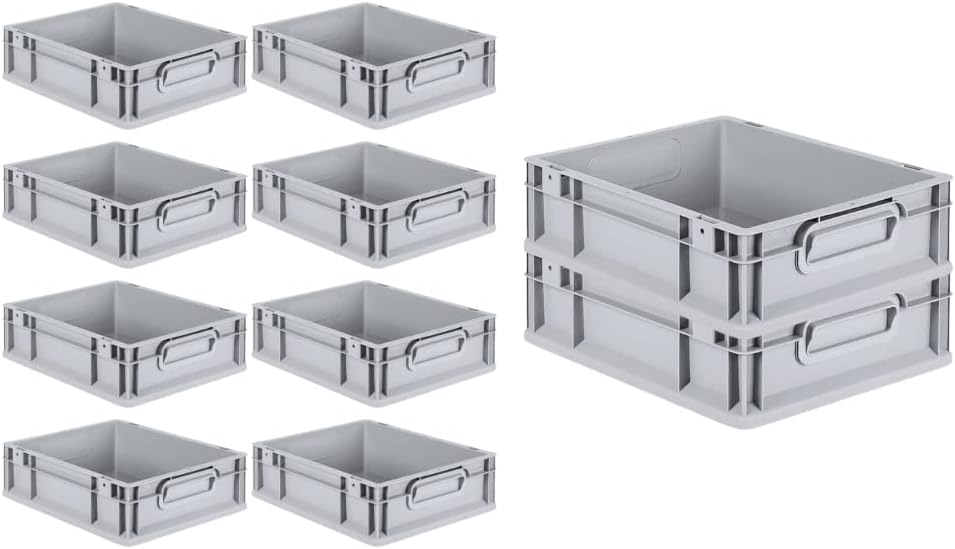 PROREGAL SuperSparSet 10x Eurobox NextGen Grip | HxBxT 12x30x40cm | Griffe geschlossen | Glatter Bod