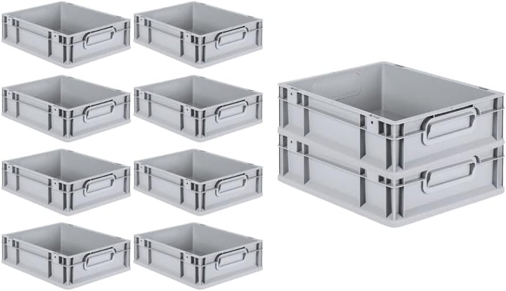 PROREGAL SuperSparSet 10x Eurobox NextGen Grip | HxBxT 12x30x40cm | Griffe geschlossen | Glatter Bod