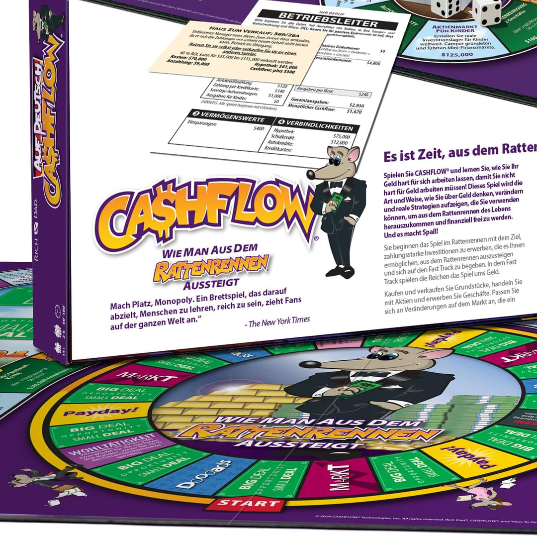 Rich Dad CASHFLOW Bildungsspiel von Robert Kiyosaki für Familiäre Finanzkompetenz, Geschäftsaufbau,