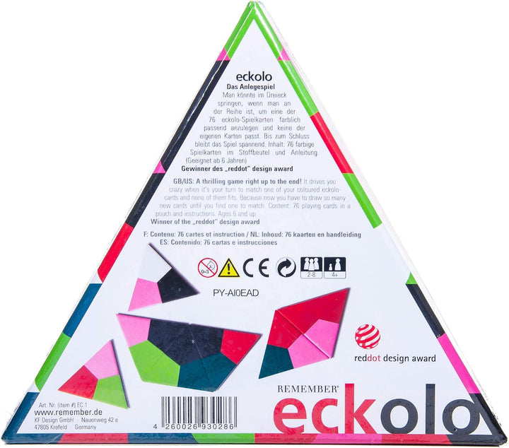 Remember Eckolo – buntes Anlegespiel mit dreieckigen Karten für Erwachsene und Kinder ab 6 Jahren, G