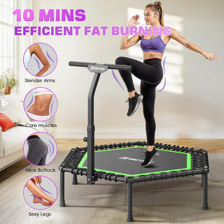 BCAN Fitness Trampolin Indoor Ø 122/133 cm, Trampolin Erwachsene bis 250 kg, Bodentrampolin mit vers
