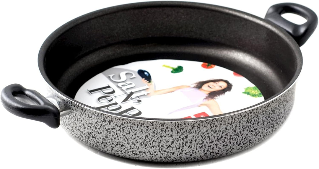 Home Salt N'Pepper Antihaft-Bratpfanne mit 2 Griffen, Aluminium, Schwarz/Grau, 32 cm, 32 cm