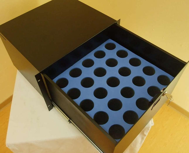 Adam Hall 87406MI Mikrofoneinsatz Schaumstoffeinsatz für 25 Mirkrofone für 6 HE Rackschublade Schaum