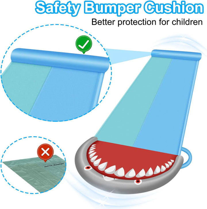 550 x 145cm Slip and Slide Wasserrutsche mit 2 Bodyboard Doppel-Wasserrutsche Wasser Rutsche Watersl