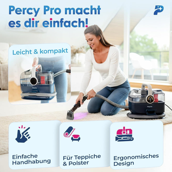 Primavella Waschsauger mit Dampffunktion - Polsterreiniger Gerät PRO – 1800W Nasssauger mit 13kPa Sa