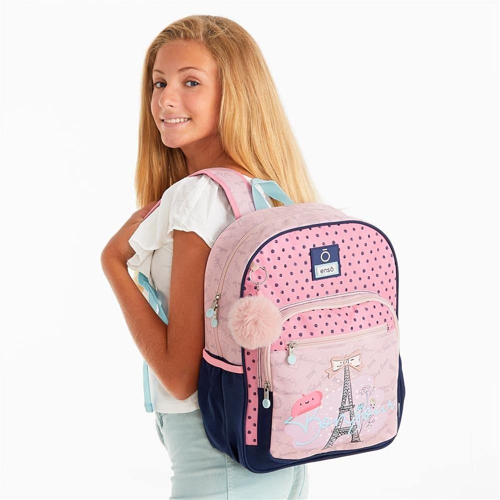 Enso Bonjour Rosa Schulrucksack 30x38x12 cm Polyester 13.68L Mochila Escolar Rosa, Mochila Escolar R