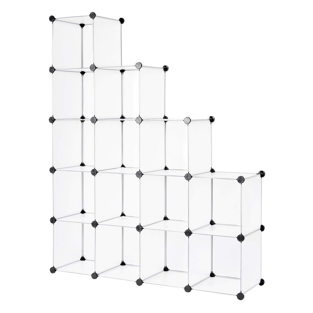 dibea Steckregal aus Kunststoff Schuhregal Aufbewahrungsregal modulares System, mit 16 Fächern á 30x