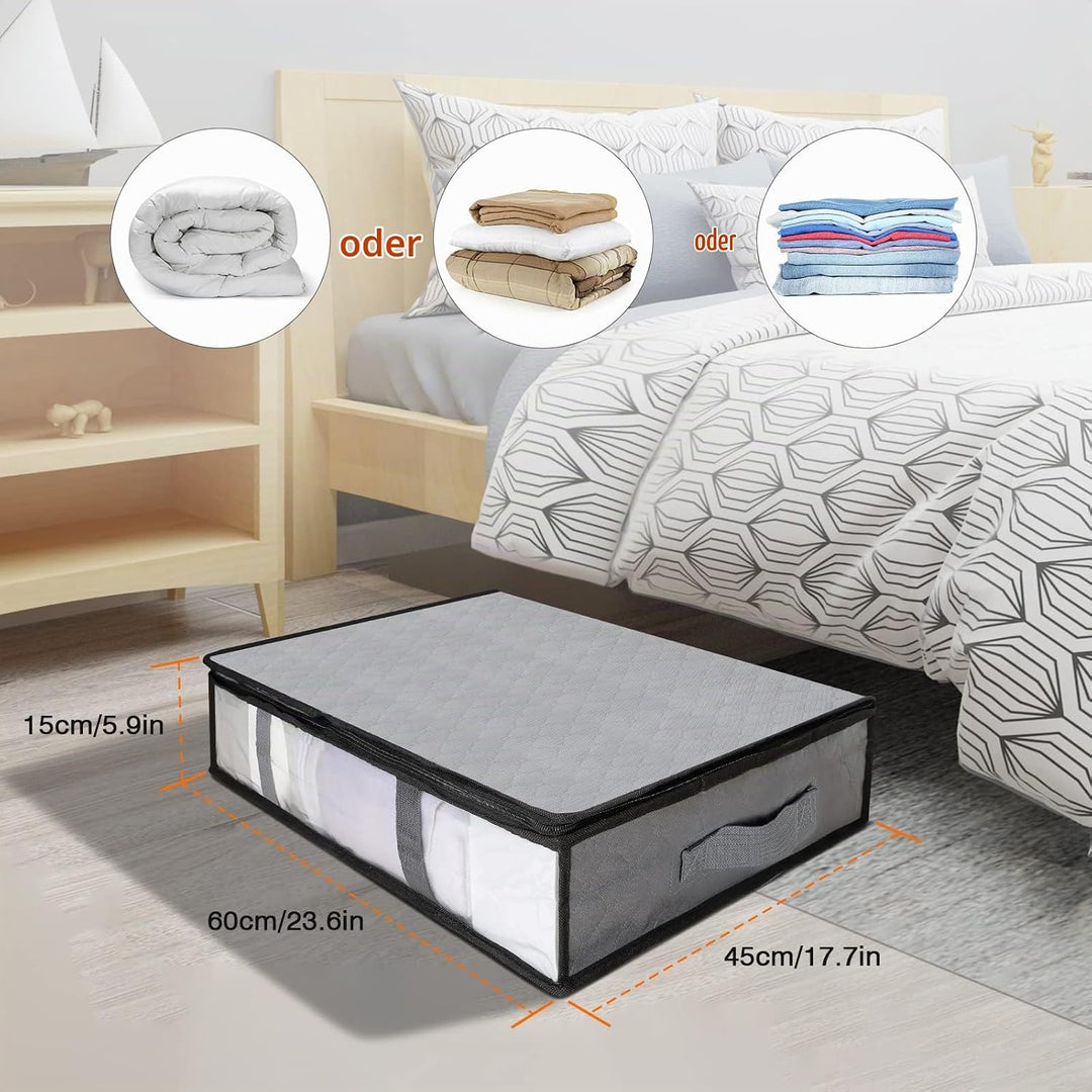 AiQInu Unterbett Aufbewahrungsbox,4 Stück Unterbettkommode mit Sichtfenster und 4 Haltegriffen 60x 4