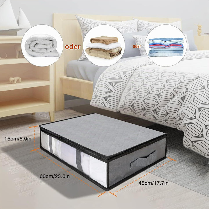 AiQInu Unterbett Aufbewahrungsbox,4 Stück Unterbettkommode mit Sichtfenster und 4 Haltegriffen 60x 4