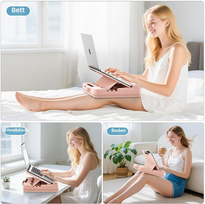 Laptop Kissen für Knietablett, Tablett Kissen Ständer, Laptoptisch Schoss fürs Bett/Sofa, Verstellba