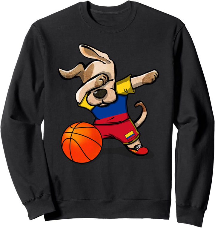 Dabbing Dog Hund Kolumbien Basketball Kolumbianische Flagge Sweatshirt