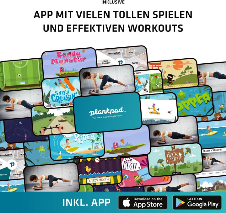 Plankpad PRO – interaktiver Ganzkörper-Trainer & Balance Board - Plank Bauchmuskel Trainer inkl. Sma