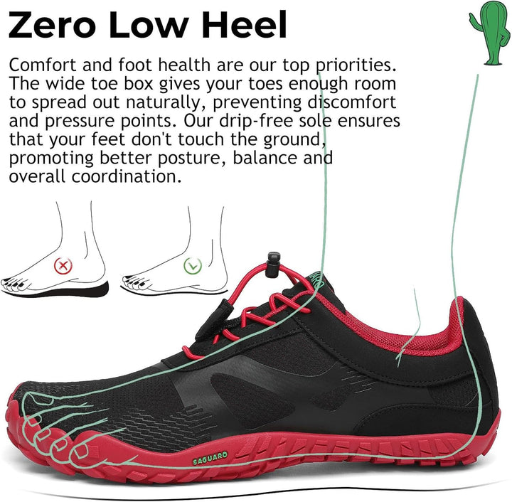 SAGUARO Damen Herren Barfussschuhe Trail Minimalistische Running Fitness Gr. 36-48 39 EU Dunkelrot,