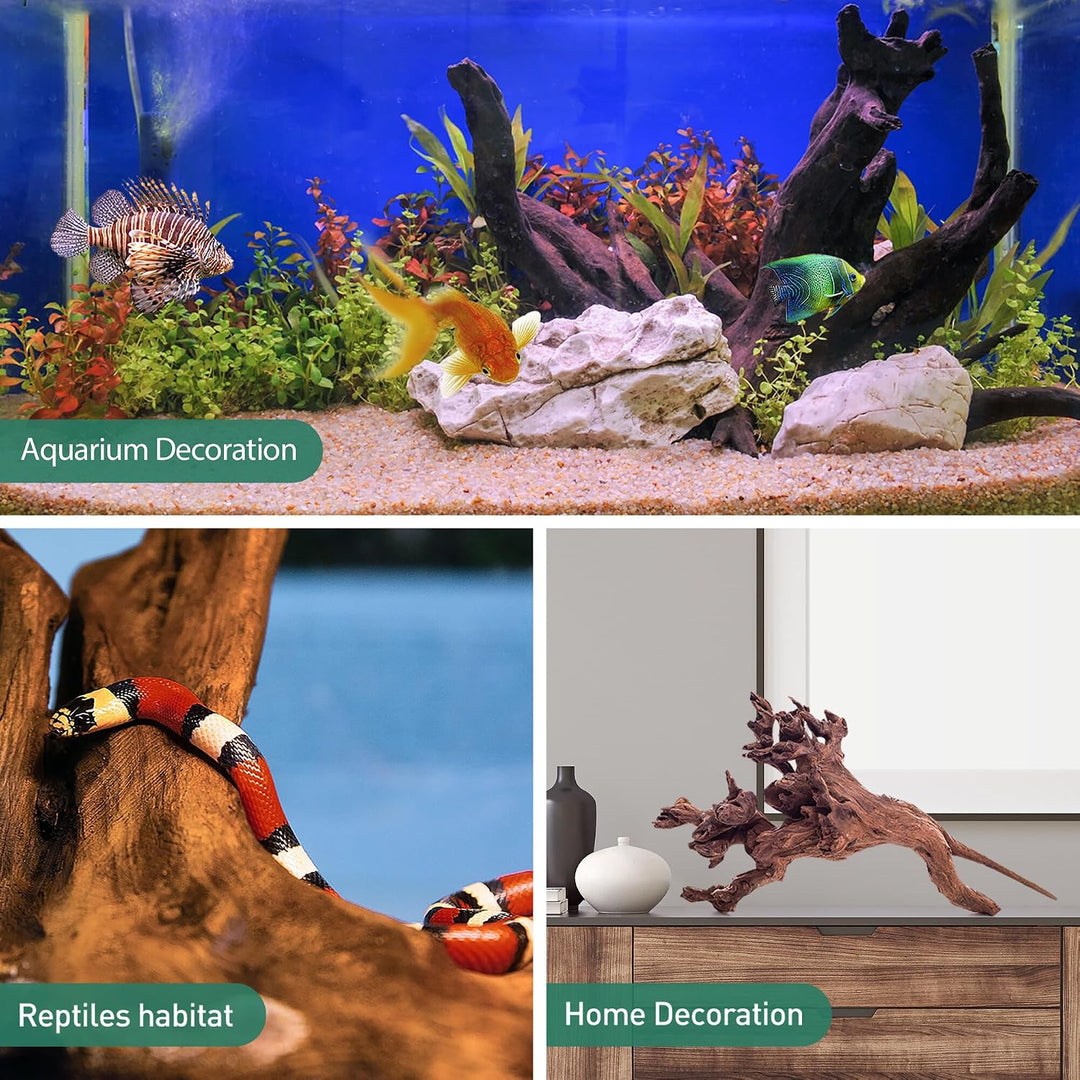 WDEFUN Natürliches Treibholz für Aquarium-Dekoration, 3-teilig, 17,8 - 27,9 cm, grosses Treibholz fü
