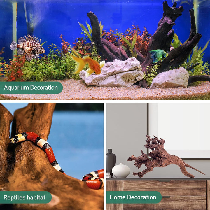 WDEFUN Natürliches Treibholz für Aquarium-Dekoration, 3-teilig, 17,8 - 27,9 cm, grosses Treibholz fü