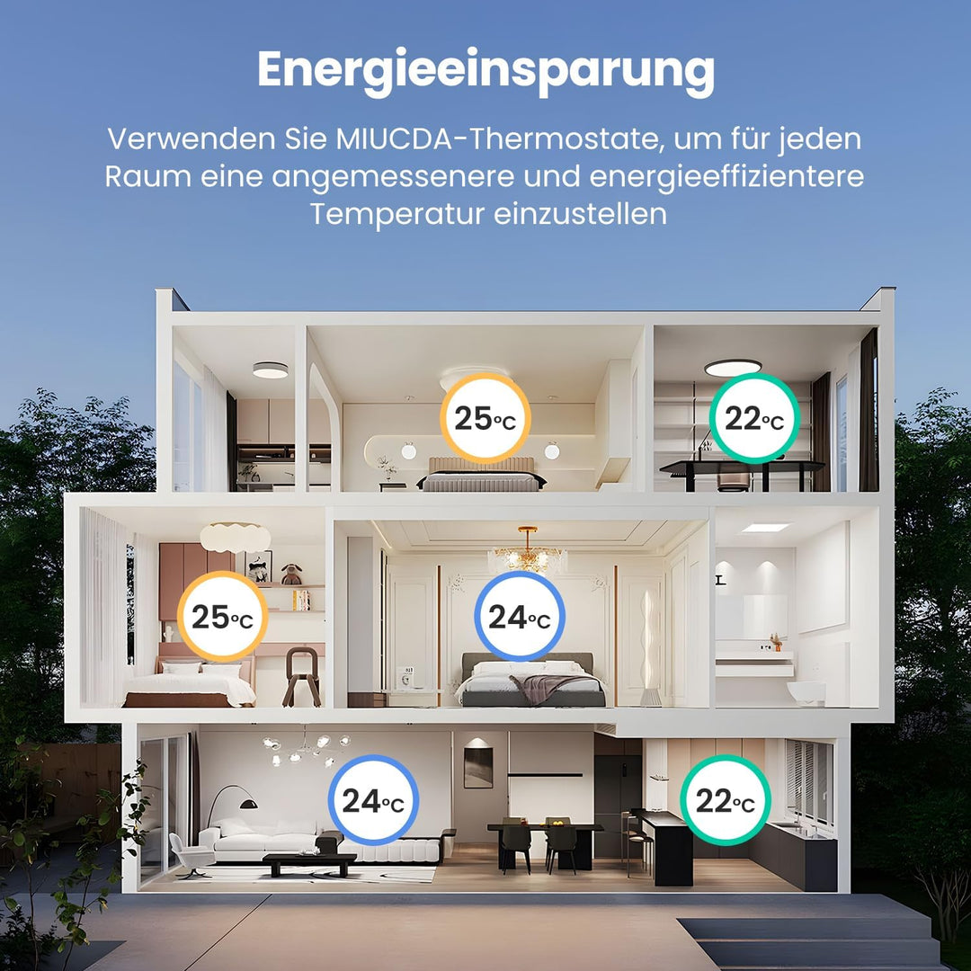 MIUCDA Smart Heizkörperthermostat WIAN Programmierbarer Energiesparen Digital Heizung Thermostat TRV