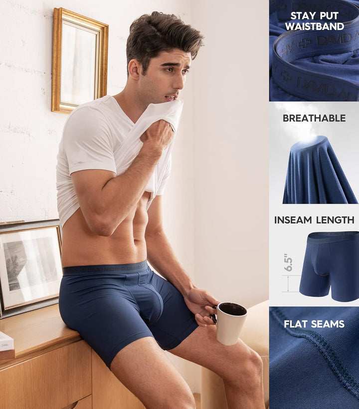 DAVID ARCHY Herren Boxershorts Mehrfachpack, Mirco Modal Stretcken Klassischer Retroshorts, Unterhos