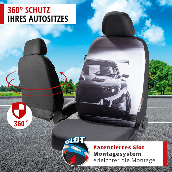 Walser Autositzbezug Race, 1 Vordersitzbezug, Universal PKW-Einzelsitzbezug, Auto-Schonbezug Race-De