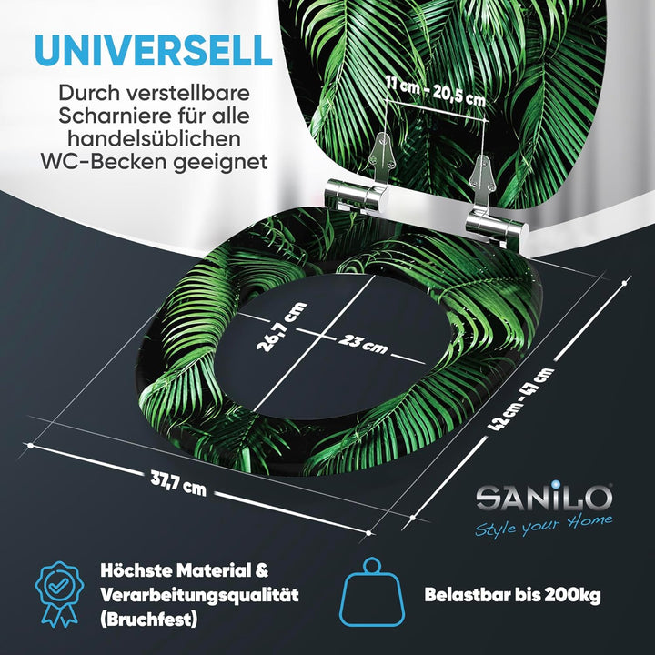 Sanilo WC Sitz mit Absenkautomatik, viele schöne schwarze Toilettendeckel zur Auswahl, hochwertige u