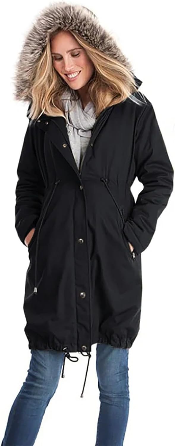 Winterjacke Damen Schwangerschaft Umstandsmode Jacke Umstandsjacke Umstands Baumwolljacke 3 in 1 Win