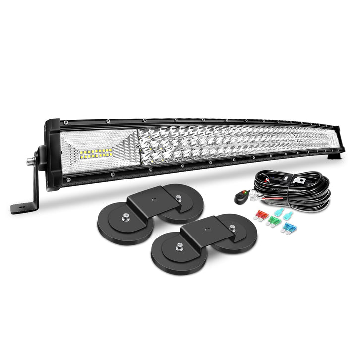 Willpower 32 Zoll 81CM 405W Led Arbeitsscheinwerfer Bar Gebogen + Magnet Halterungen + Kabelbaum Led